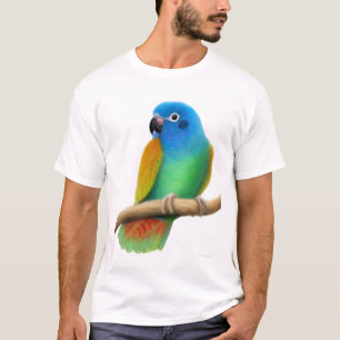 Camiseta T-shirt dirigido azul do papagaio de Pionus