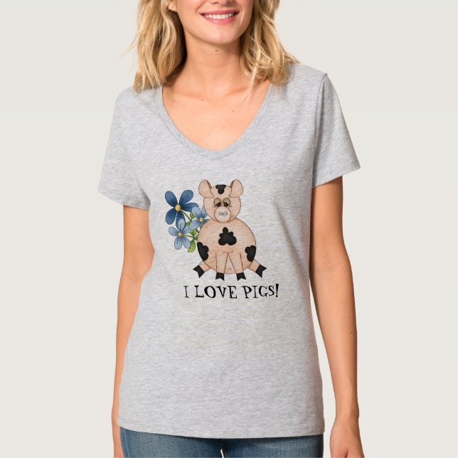Camiseta t-shirt divertida de desenho animado Pig Lovers (Frente)