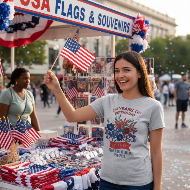 Camiseta T-Shirt do 250º Aniversário da Liberdade (Liberty Floral 250th Anniversary T-Shirt)