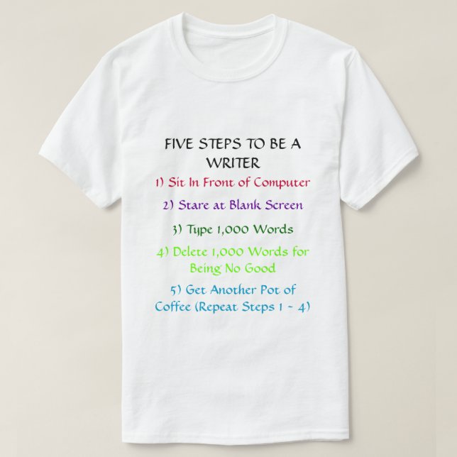 Camiseta T-shirt do 5-Steps do escritor (Frente do Design)