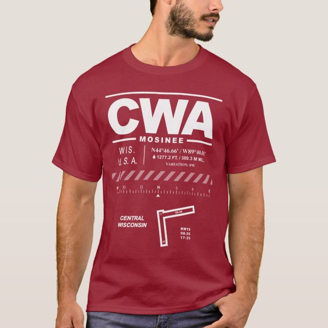 Camiseta T-Shirt do Aeroporto Central de Wisconsin CWA (Frente)