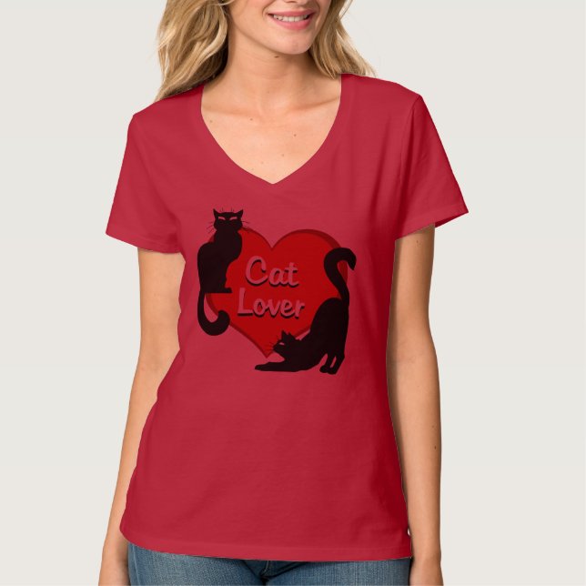 Camiseta T-shirt do amante do gato das mulheres mais a (Frente)