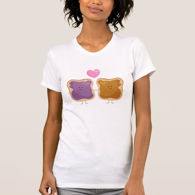 Camiseta T-shirt do amor da manteiga e da geléia de (Frente)