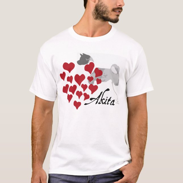 Camiseta T-shirt do amor de Akita (Frente)