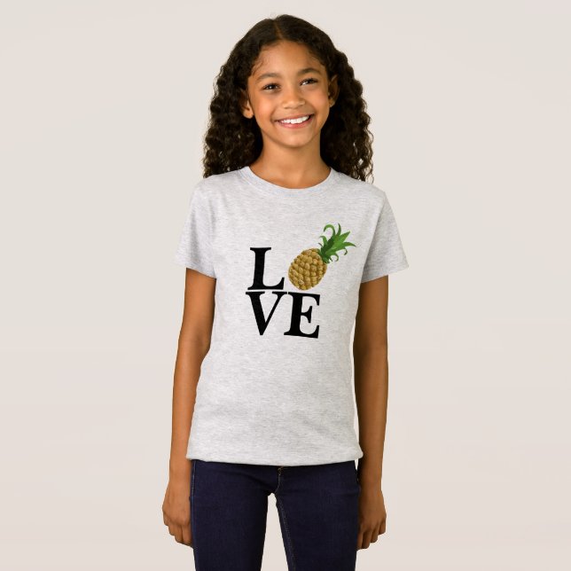 Camiseta T-shirt do amor do abacaxi da menina (Frente Completa)