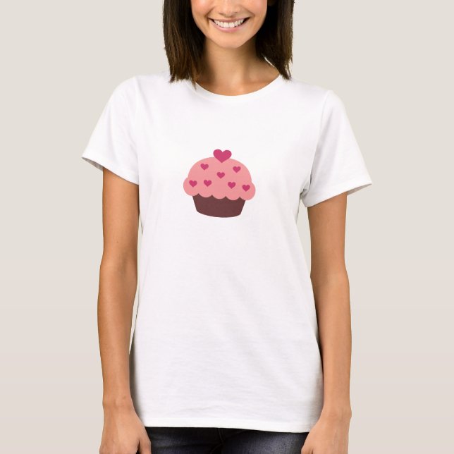 Camiseta T-shirt do amor do cupcake (Frente)
