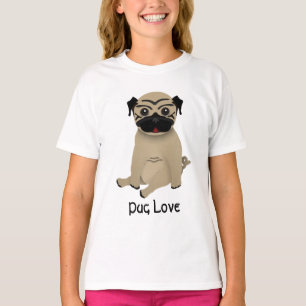 Camiseta t-shirt do amor do pug da criança