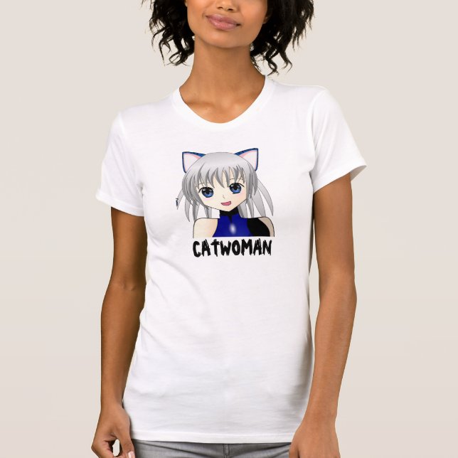 Camiseta T-shirt do Anime da mulher-gato (Frente)
