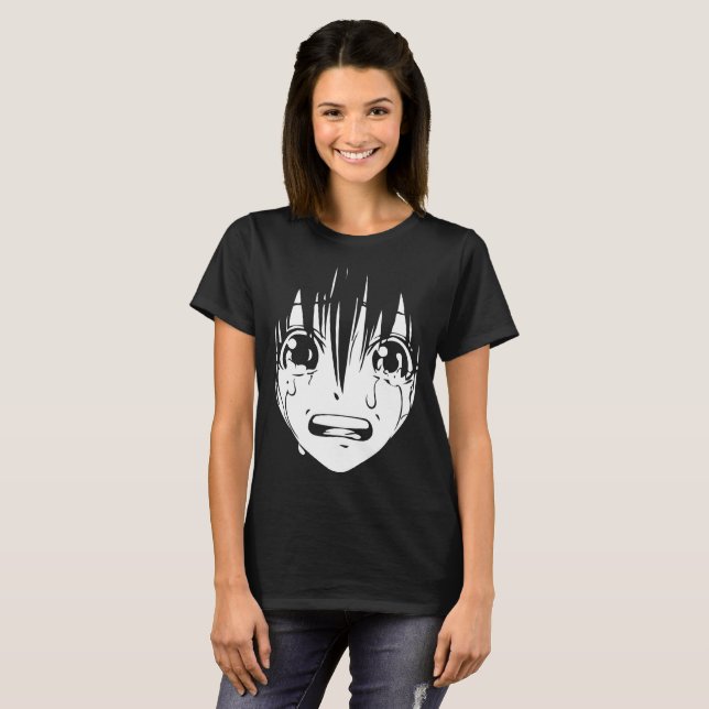 Camiseta T-shirt do Anime: Menina de grito (preto & branco) (Frente Completa)