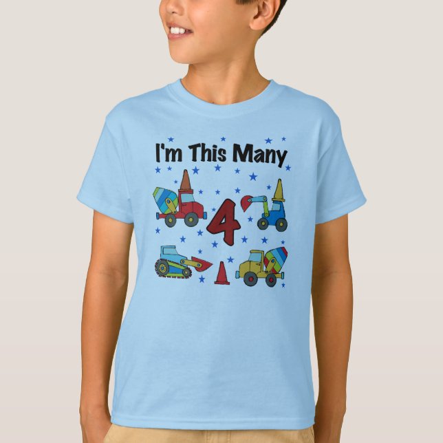 Camiseta T-shirt do aniversário dos veículos da construção (Frente)