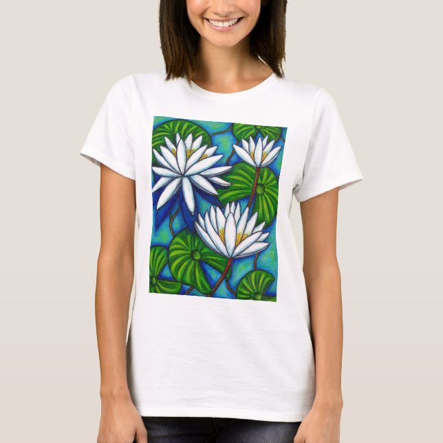 Camiseta T-shirt do azul do Nymphaea (Frente)