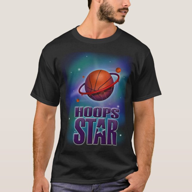 Camiseta T-shirt do basquetebol da estrela das aros (Frente)