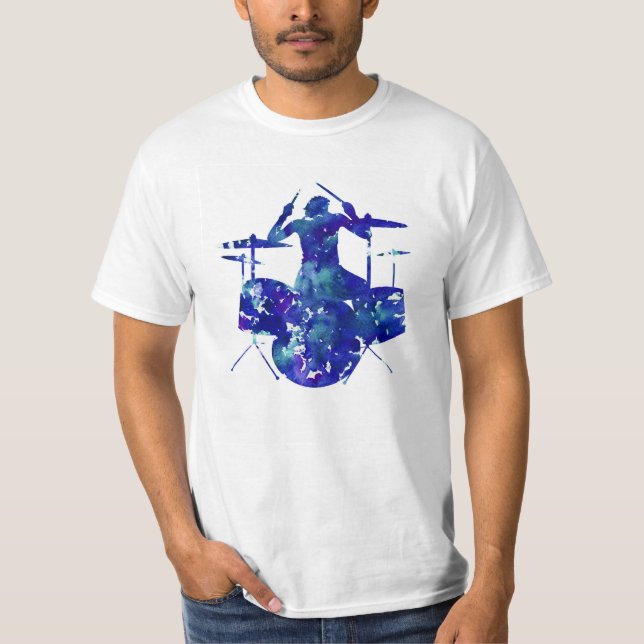 Camiseta T-shirt do baterista da rocha (Frente)