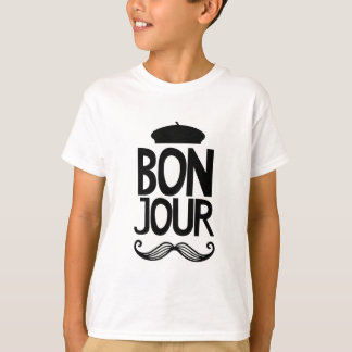 Camiseta T-shirt do bigode de Bonjour do francês