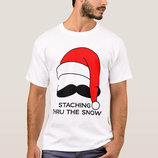 Camiseta T-shirt do bigode - Staching através da neve (Frente)