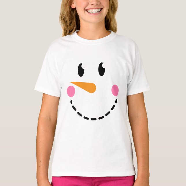 Camiseta T-shirt do boneco de neve da menina (design 4) (Frente)
