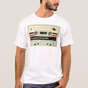 Camiseta T-shirt do branco da cassete de banda magnética