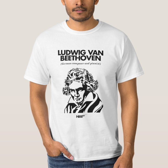 Camiseta T-shirt do branco de Ludwig van Beethoven (Frente)