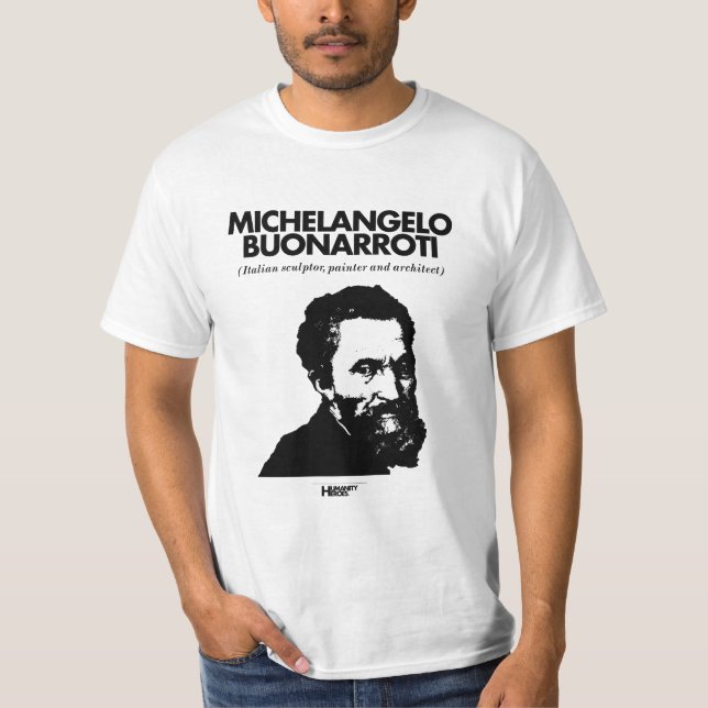 Camiseta T-shirt do branco de Michelangelo Buonarroti (Frente)