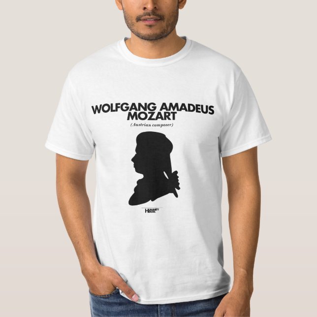 Camiseta T-shirt do branco de Wolfgang Amadeus Mozart (Frente)