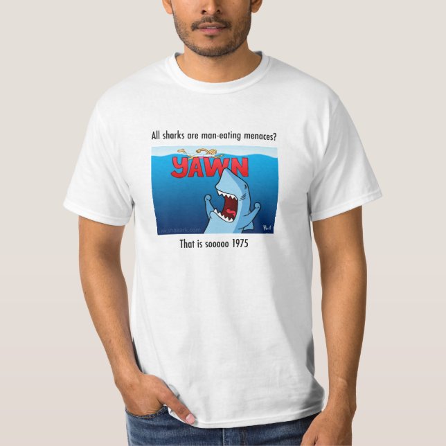 Camiseta T-shirt do branco do BOCEJO de Shaaark (Frente)