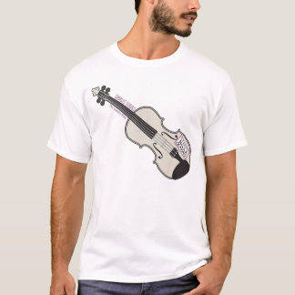 Camiseta T-shirt do branco do violino do Mo da lavanderia