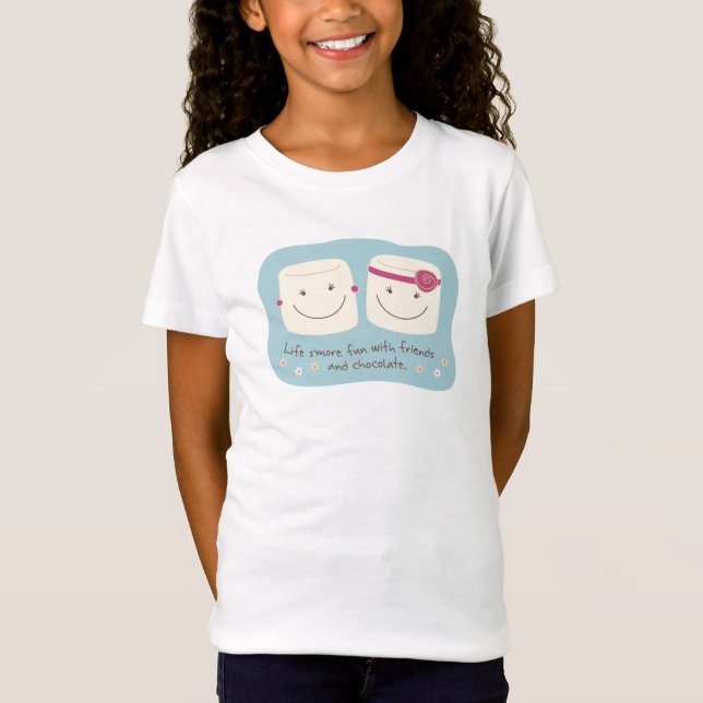 Camiseta T-shirt do branco dos amigos do Marshmallow do (Frente)