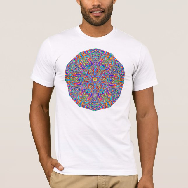 Camiseta T-shirt do caleidoscópio da mandala de Digitas (Frente)