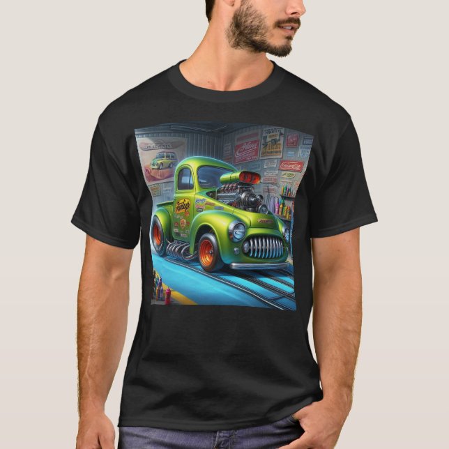Camiseta T-Shirt do caminhão de Dragster Clássico Personali (Frente)