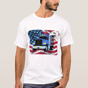 Camiseta T-shirt do camionista com bandeira e Eagle dos