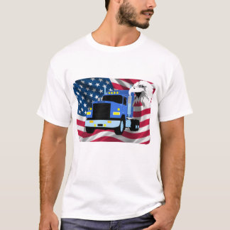 Camiseta T-shirt do camionista com bandeira e Eagle dos