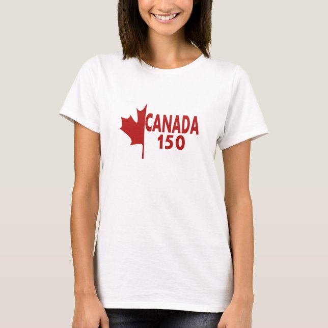 Camiseta T-shirt do Canadá 150 das mulheres (branco no (Frente)