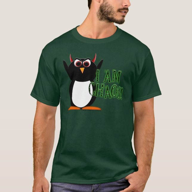 Camiseta "T-shirt do caos do TM do projeto mau do pinguim " (Frente)