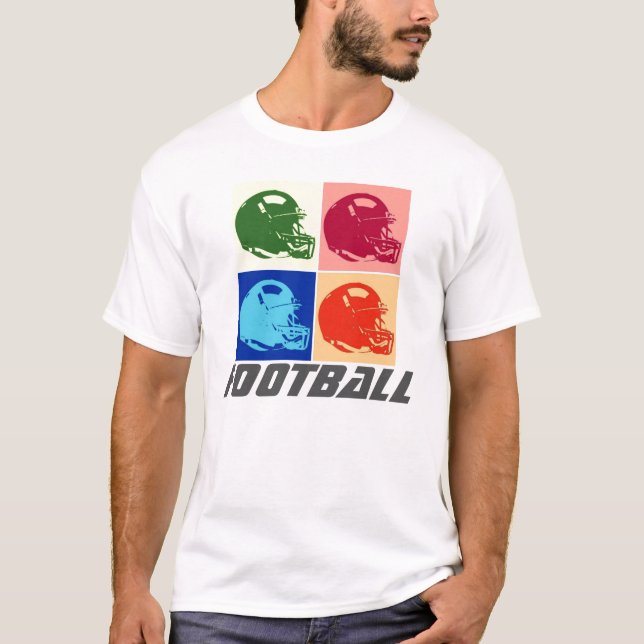 Camiseta T-Shirt do Capacete de Futebol de pop Art - Esport (Frente)