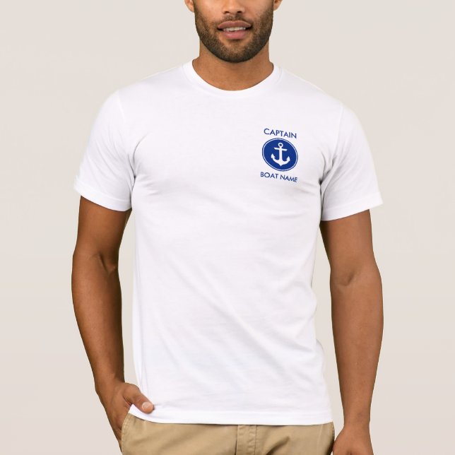 Camiseta T-shirt do capitão Náutico Azul Âncora (Frente)