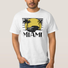 Camiseta T-shirt do carro do surf do por do sol de Miami