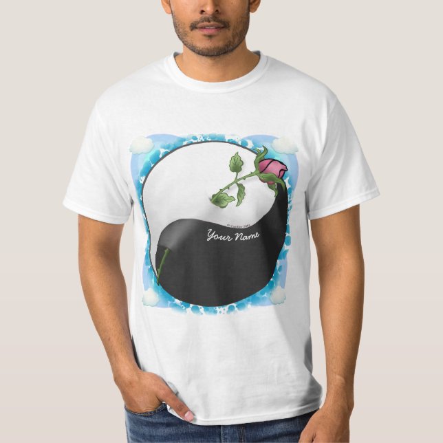 Camiseta t-shirt do casamento da Yin yang Rosa (Frente)