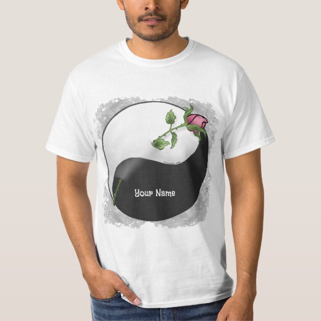 Camiseta t-shirt do casamento da Yin yang Rosa (Frente)