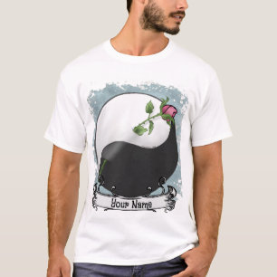 Camiseta t-shirt do casamento da Yin yang Rosa