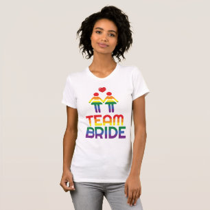Camiseta T-shirt do casamento gay do arco-íris para a noiva