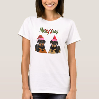 Camiseta T-shirt do chapéu do papai noel dos filhotes de