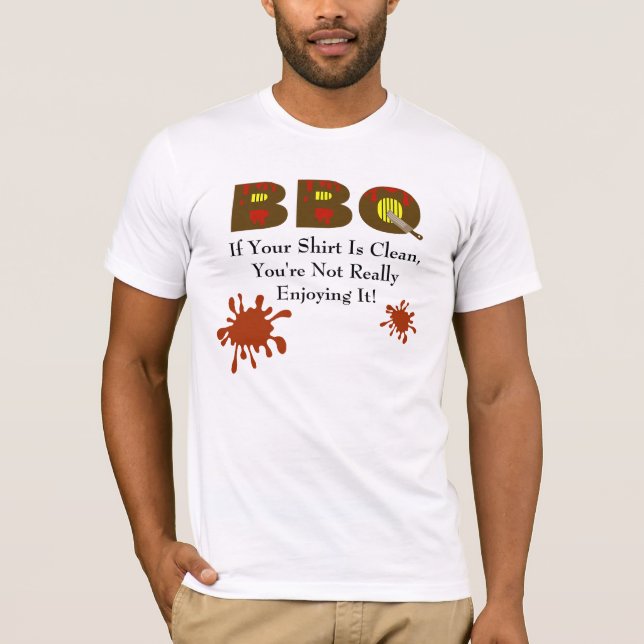 Camiseta T-shirt do CHURRASCO com manchas do molho do (Frente)