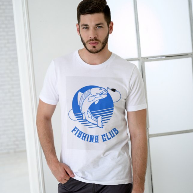 Camiseta T-Shirt do Clube de Pesca Branco Azul (Criador carregado)
