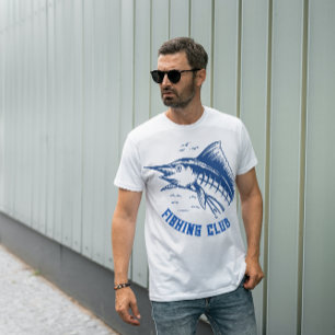 Camiseta T-Shirt do Clube de Pesca da Vintagem Azul