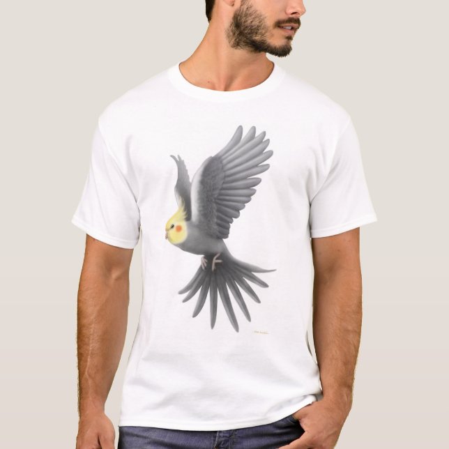 Camiseta T-shirt do Cockatiel do vôo (Frente)