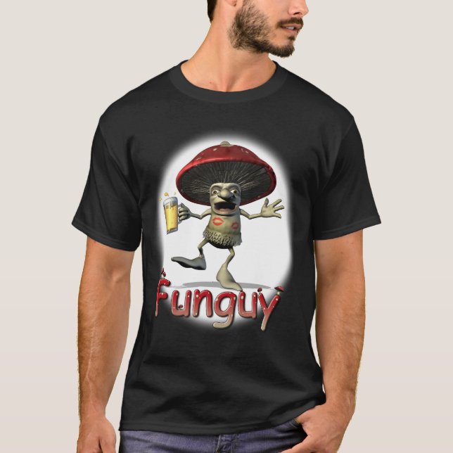 Camiseta T-shirt do cogumelo de Funguy (escuro) (Frente)