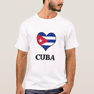 Camiseta T-shirt do coração da bandeira de Cuba