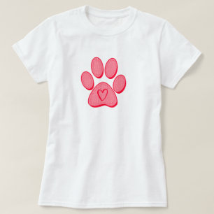 Camiseta T-Shirt do Coração da Pata de Cão