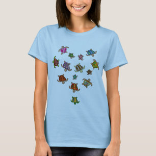 Camiseta T-shirt do coração da tartaruga do arco-íris