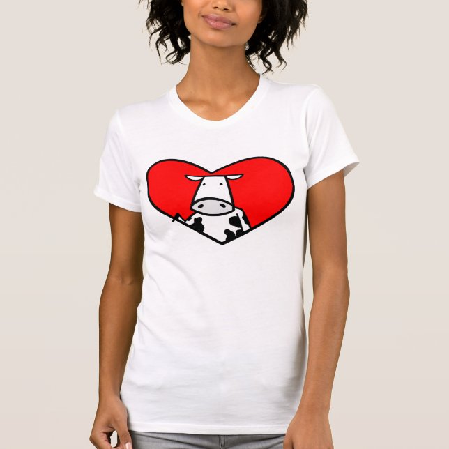 Camiseta T-shirt do coração da vaca (Frente)